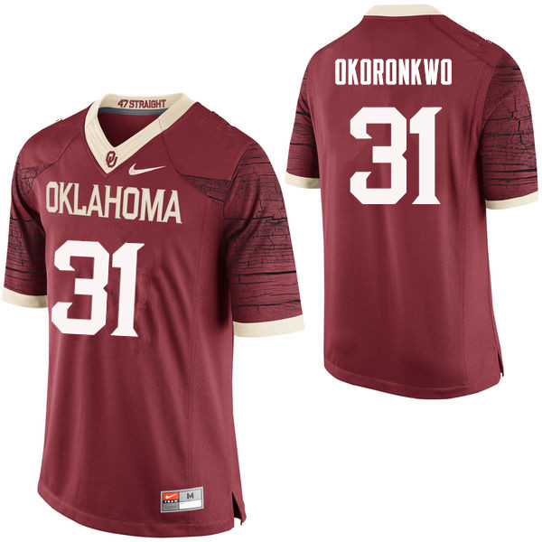 Men Oklahoma Sooners #31 Ogbonnia Okoronkwo College Football Jerseys Limited-Crimson